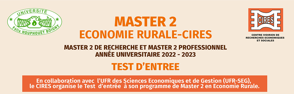 Les pochettes de Master 2 Économie Rurale de Recherche et Professionnelle sont disponibles.